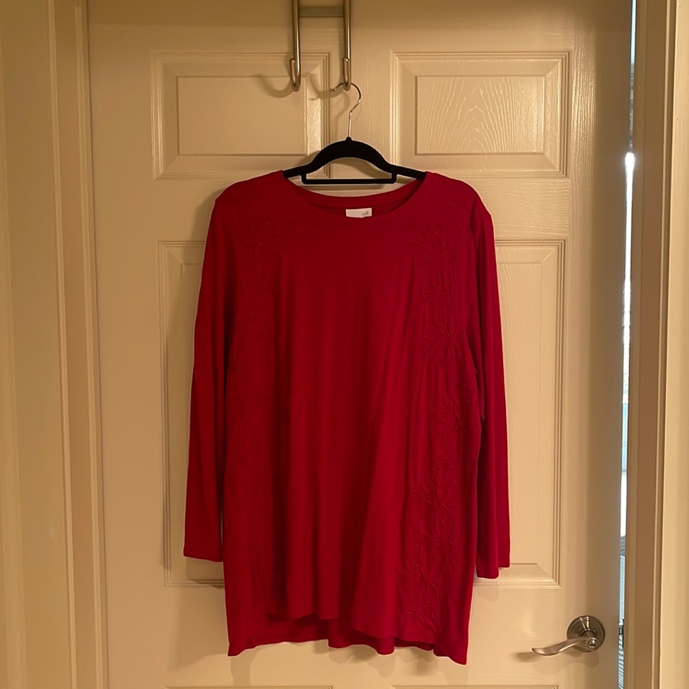 J Jill tunic long sleeve with embroidery bead detail from shoulder to hemline